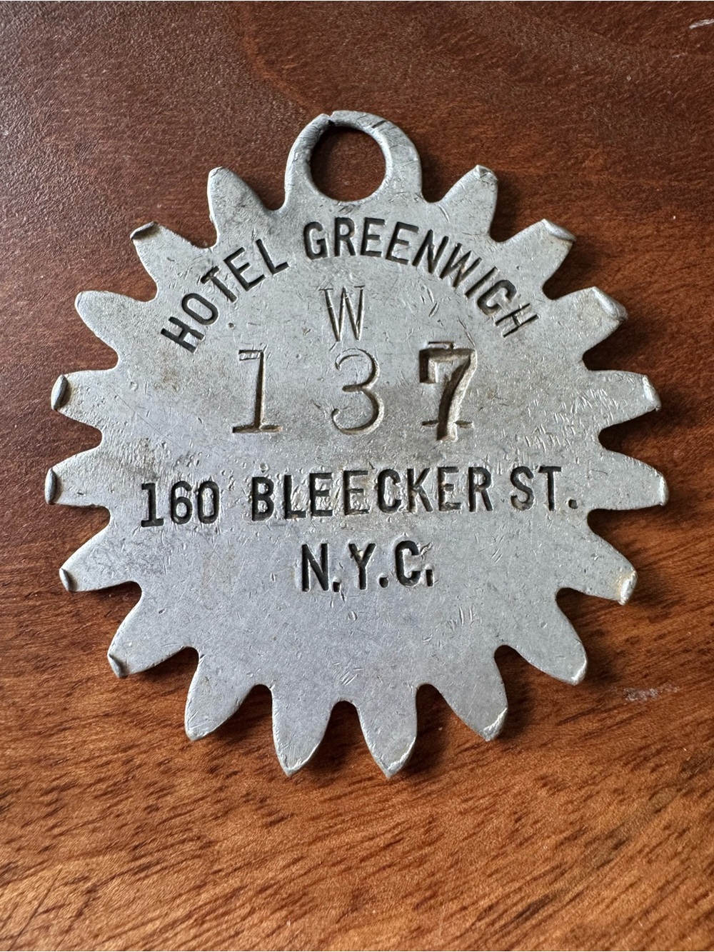 Rare Historic Hotel Greenwich Room W #137 160 Bleecker St NYC Key Chain Fob